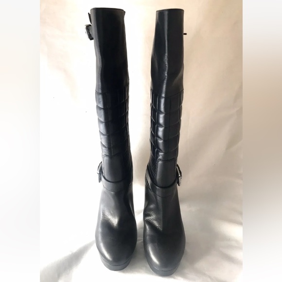 Rockport Women’s Platform Heel Knee High Boot Black Quilted Leather 9 - Picture 12 of 13